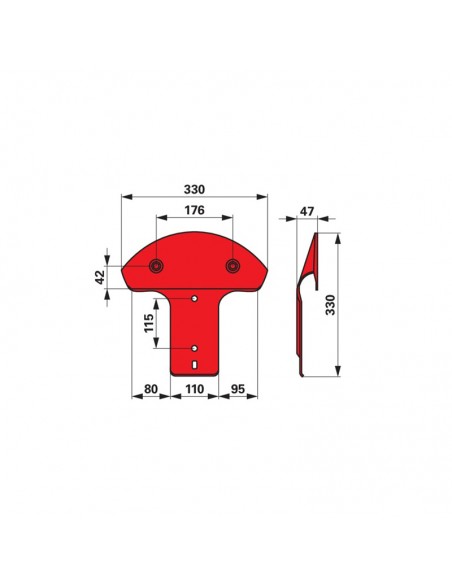 Patín Segadora Kuhn 330 mm Serie GMD Adaptable