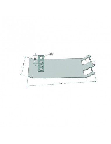 Patín Exterior Segadora Kuhn 475 mm Adaptable