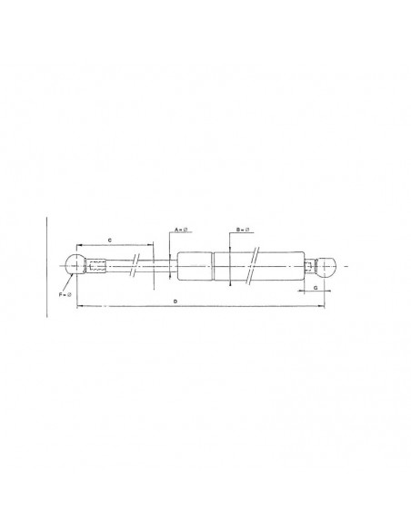 Amortiguador de gas 550 mm 510N John Deere 6020-6120-6220... Adaptable