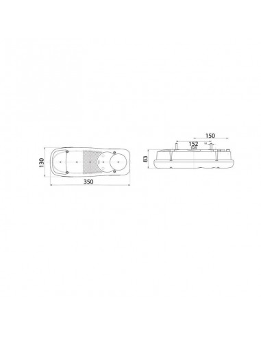 Luz trasera LC5 con reflector 350x130x83 mm
