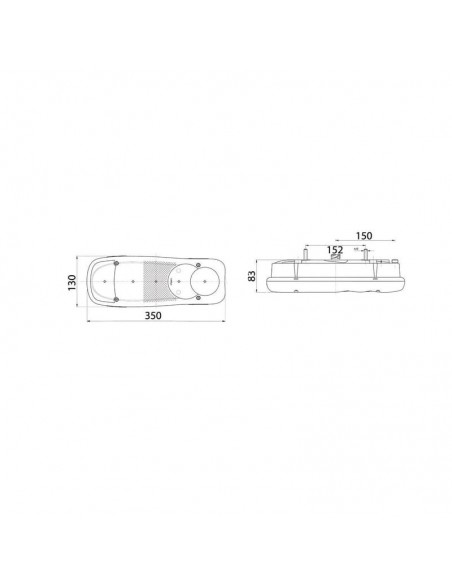 Luz trasera LC5 con reflector 350x130x83 mm