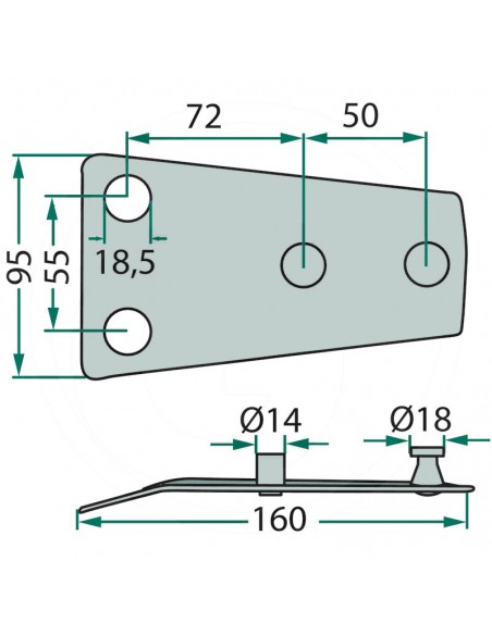 Portacuchillas Segadora Claas 160x95 mm Adaptable