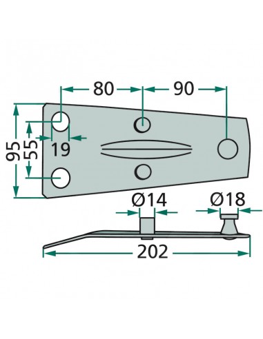 Portacuchillas Segadora Kverneland 202x95 mm Adaptable