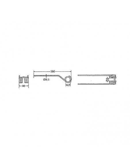 Púa Henificadora Claas 390x98x42 mm Adaptable