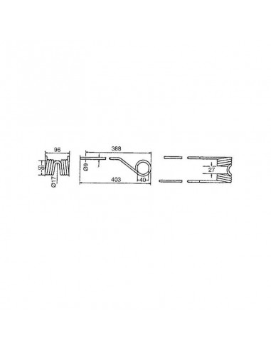 Púa Hileradora Derecha Claas 403x96x40 mm Adaptable