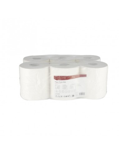 Rollo de papel blanco 21cmx125m 2 capas Ø exterior 200 mm acolchado 6 rollos