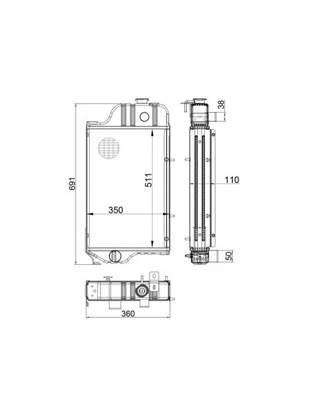 Radiador Agua John Deere series 20-30-35-40 Adaptable