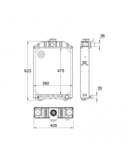 Radiador Agua Renault 623x405 mm Adaptable