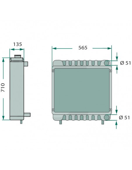 Radiador Massey Ferguson 565x710 mm Adaptable