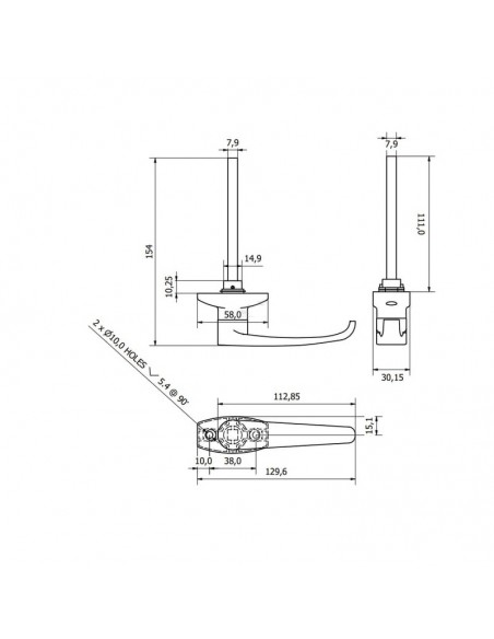 Maneta exterior Cabina 129,6 mm