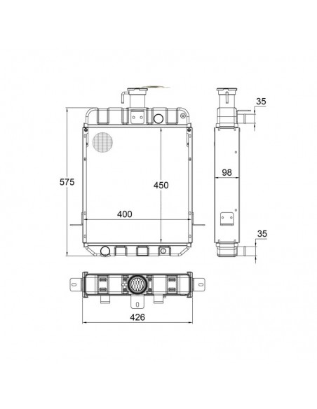 Radiador Fendt Farmer 426x575x98 mm Adaptable