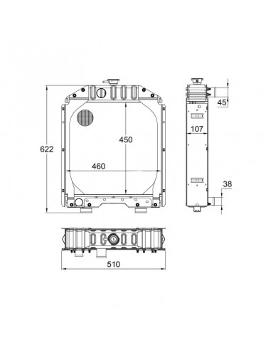 Radiador Fiat-New Holland Series 66-88-93 Adaptable