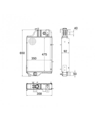 Radiador John Deere Series Antiguas 650x358 mm Adaptable