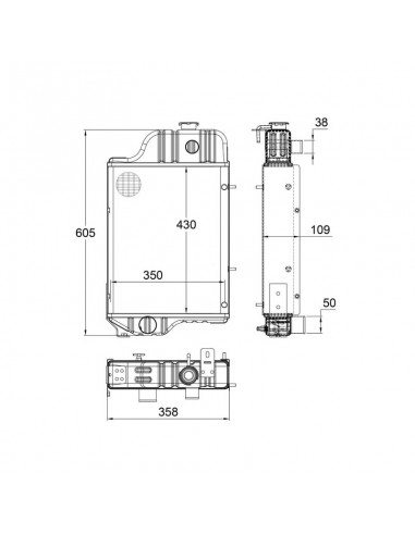 Radiador John Deere Series Antiguas 605x358 mm Adaptable