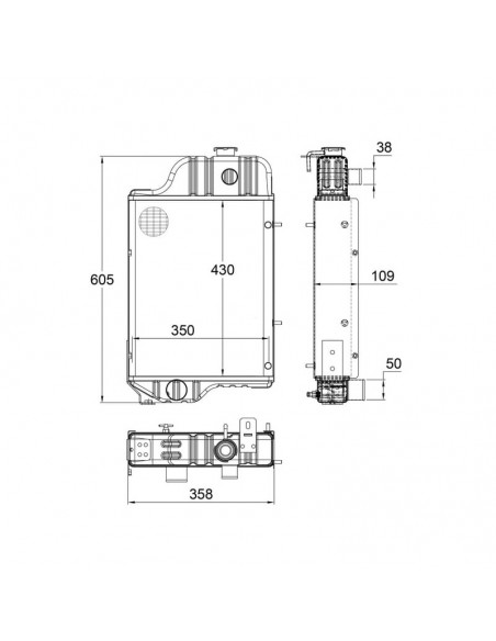Radiador John Deere Series Antiguas 605x358 mm Adaptable