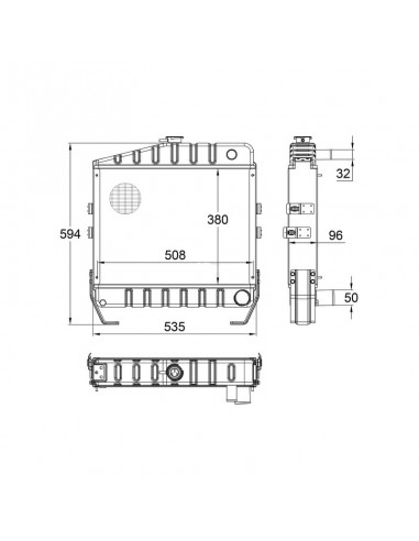 Radiador Case IH 535x594 mm Adaptable