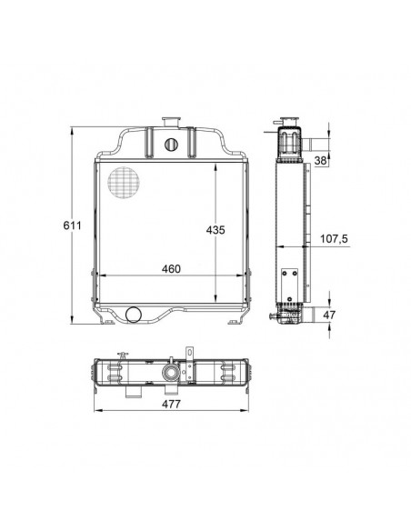 Radiador John Deere Serie 20-30-35 477x661 mm Adaptable