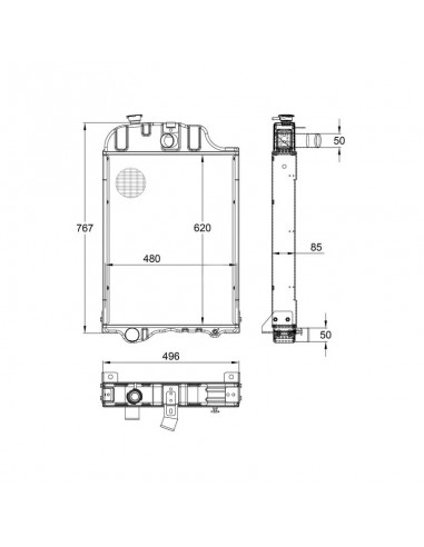 Radiador John Deere Serie 40 496x767 mm Adaptable
