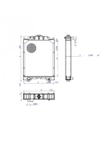Radiador Fiat 115-90 - 130-90 554x802 mm Adaptable