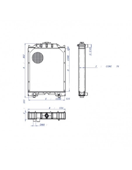 Radiador Fiat 115-90 - 130-90 554x802 mm Adaptable