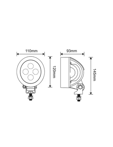 Faro de trabajo LED, redondo, 40W,...