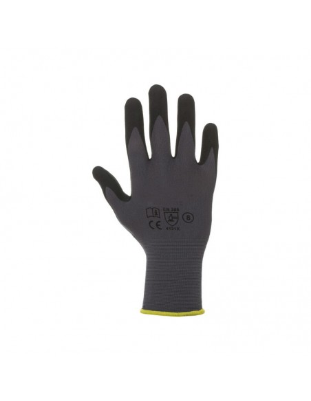 Guantes de trabajo nailon gris L 25cm talla 9/L