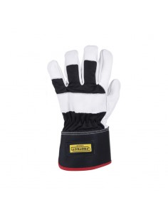 Guantes de trabajo clásicos negro/blanco cuero/algodón talla XL (10)