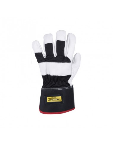 Guantes de trabajo clásicos negro/blanco cuero/algodón talla XL (10)
