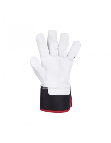 Guantes de trabajo clásicos negro/blanco cuero/algodón talla XL (10)