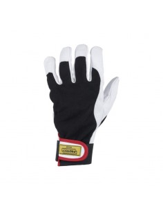Guantes de montaje cuero/algodón negro-blanco talla 9/L