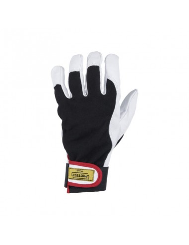 Guantes de montaje cuero/algodón negro-blanco talla 9/L