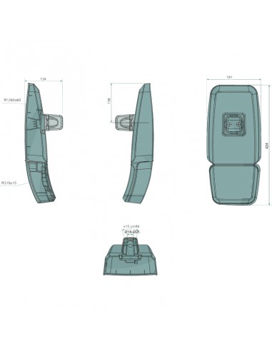 espejo modular derecho john deere serie 6m/6r Adaptable