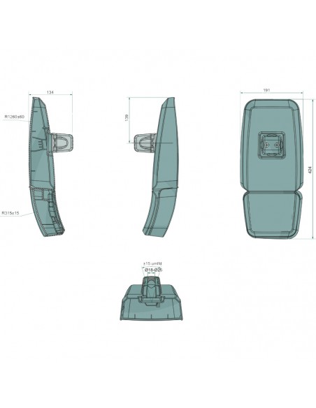 espejo modular derecho john deere serie 6m/6r Adaptable