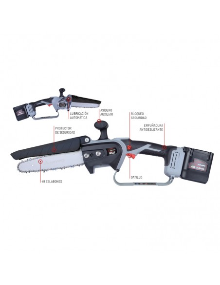 motosierra de bateria arvipo ms 37 +2 bat 5ah