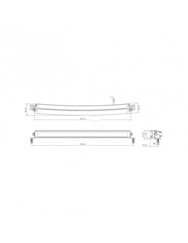 barra de luz de trabajo led, 105 w, 8820 lm, rectangular, 12/24 v, blanco/naranja, 525,5 x 40 x 54,4 mm enchufe deutsch,