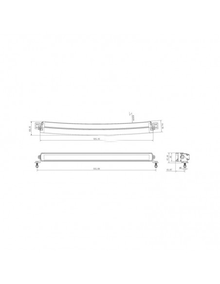 barra de luz de trabajo led, 105 w, 8820 lm, rectangular, 12/24 v, blanco/naranja, 525,5 x 40 x 54,4 mm enchufe deutsch,
