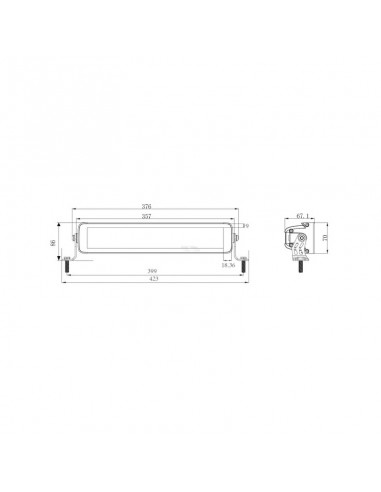 barra de luz de trabajo led, 120 w, 10080 lm, rectangular, 12/24 v, blanco/naranja, 357 x 70 x 67 mm enchufe deutsch, ha