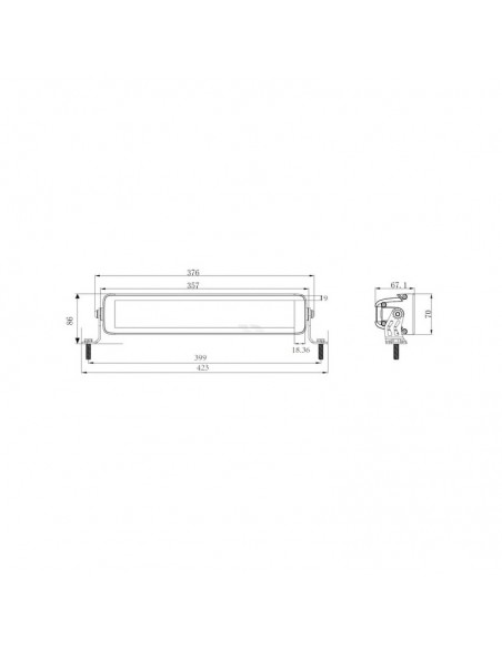 barra de luz de trabajo led, 120 w, 10080 lm, rectangular, 12/24 v, blanco/naranja, 357 x 70 x 67 mm enchufe deutsch, ha