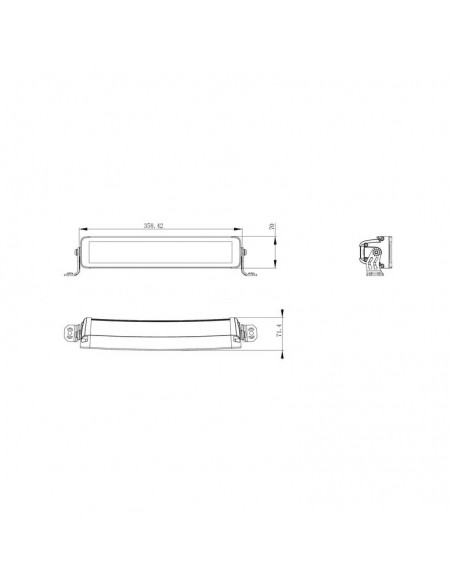 barra de luz de trabajo led, 120 w, 10080 lm, rectangular, 12/24 v, blanco/naranja, 358,4 x 70 x 78,6 mm enchufe deutsch