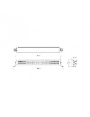 barra de luz de trabajo led, 200 w, 16800 lm, rectangular, 12/24 v, blanco/naranja, 561 x 70 x 67 mm enchufe deutsch, ha