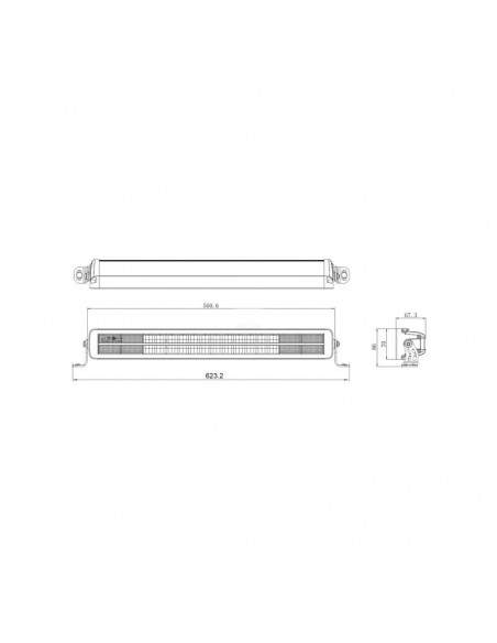 barra de luz de trabajo led, 200 w, 16800 lm, rectangular, 12/24 v, blanco/naranja, 561 x 70 x 67 mm enchufe deutsch, ha