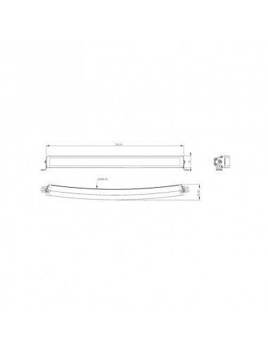 barra de luz de trabajo led, 300 w, 25200 lm, rectangular, 12/24 v, blanco/naranja, 814,9 x 70 x 78,6 mm enchufe deutsch