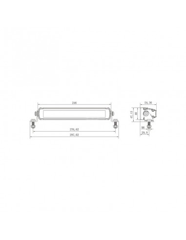 barra de luz de trabajo led, 45 w, 3780 lm, rectangular, 12/24 v, blanco/naranja, 246 x 40 x 54 mm enchufe deutsch, haz