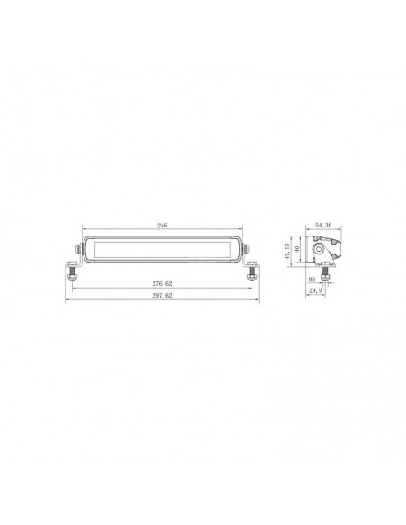 barra de luz de trabajo led, 45 w, 3780 lm, rectangular, 12/24 v, blanco/naranja, 246 x 40 x 54 mm enchufe deutsch, haz