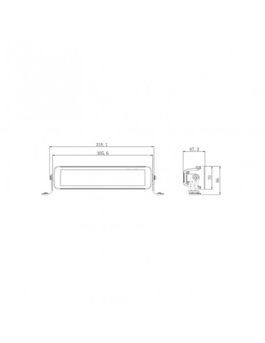 barra de luz led para trabajo, 80.2 w, 6757 lm, rectangular, 12/24 v, blanca/naranja, 325 x 74 mm, conector deutsch, com