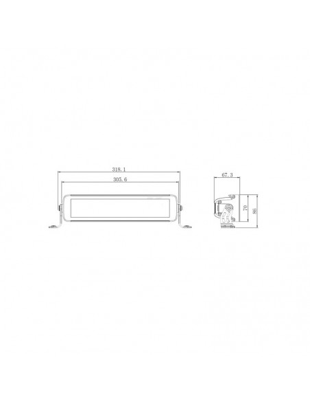 barra de luz led para trabajo, 80.2 w, 6757 lm, rectangular, 12/24 v, blanca/naranja, 325 x 74 mm, conector deutsch, com