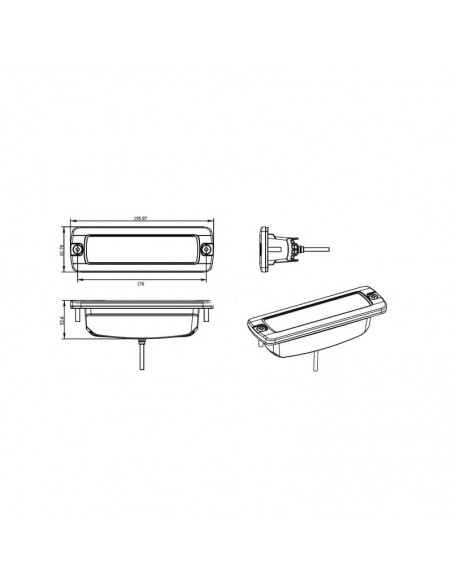 faro de trabajo led indirecto, 30 w, 2880 lm, rectangular, 12/24 v, blanco, 157 x 49,7 x 60 mm enchufe deutsch, luz de p