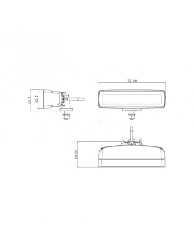 faro de trabajo led indirecto, 30 w, 2880 lm, rectangular, 12/24 v, blanco/naranja, 157 x 49,7 x 60mm enchufe deutsch, l