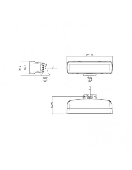 faro de trabajo led indirecto, 30 w, 2880 lm, rectangular, 12/24 v, blanco/naranja, 157 x 49,7 x 60mm enchufe deutsch, l