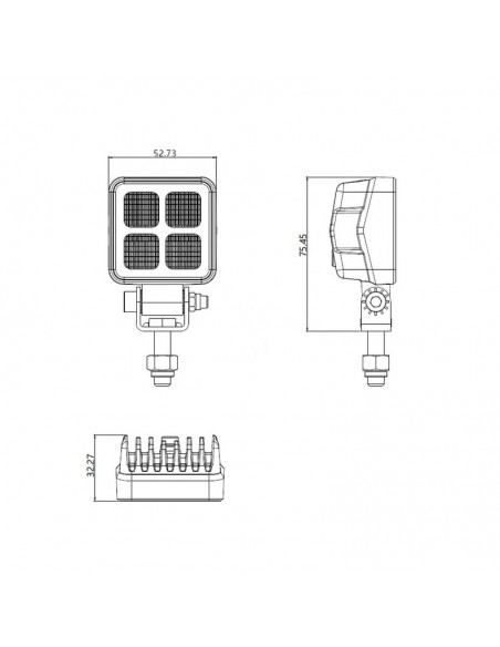 faro de trabajo led, 12 w, 1200 lm, cuadrado, 12/24 v, blanco, 53,7 x 75,5 x 32,3 mm enchufe deutsch, luz de proyección,